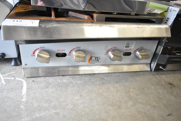 Brand new 2025 Cooking Performance Group R-CPG-24-NL 4 burner natural gas range, scratch and dent, 88,000 BTU, visible controls.