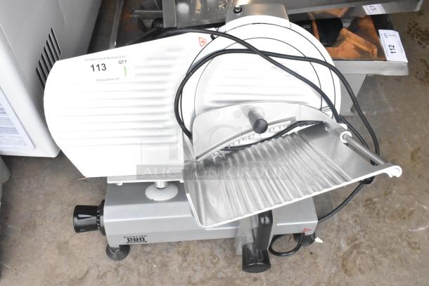 2021 Backyard Pro 554SL112E Meat Slicer, 12" blade, manual gravity feed, with blade sharpener, 120V, good condition.