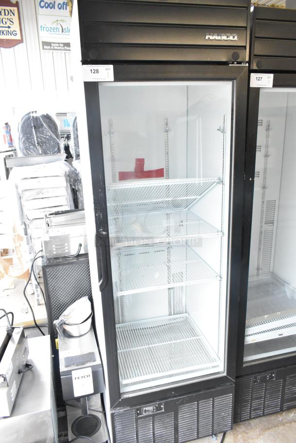 2019 Habco SE18 Commercial Single Door Cooler, 115V, 1 Phase, reach-in with glass door, adjustable shelves, new condition.