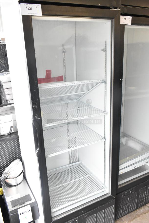 2019 Habco SE18 Commercial Single Door Cooler, 115V, black frame, glass door, adjustable shelving, excellent condition.