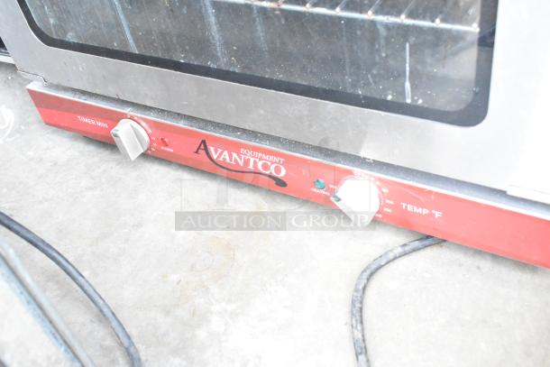 Avantco CO-16 convection oven, 1.5 cu. ft., countertop model with timer and temp controls, 120V, visible wear.