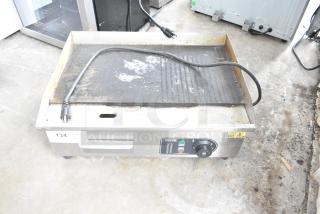 Vevor HT-821 countertop electric griddle, 120V, 1 phase, used condition, visible wear on cooking surface, power cable attached.