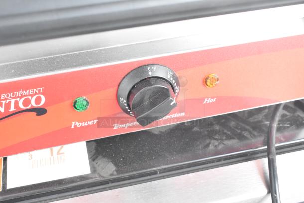 2021 Avantco 177P78 countertop electric panini press with temperature control, power, and hot indicators visible.