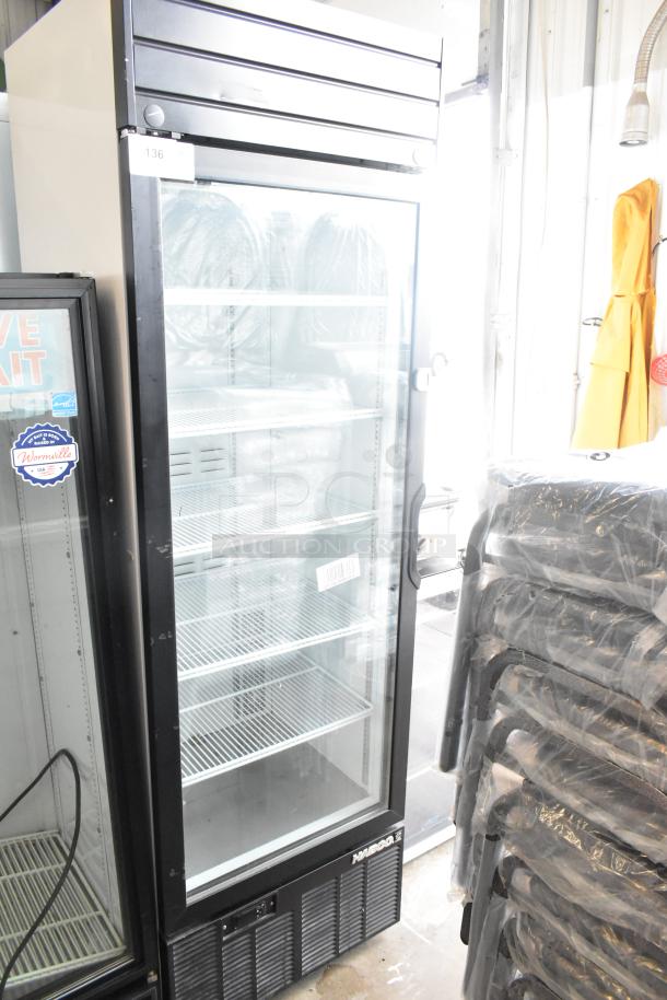 2019 Habco SE18HC single door cooler merchandiser, 115V, 1 phase. Features glass door, adjustable shelves, good condition.