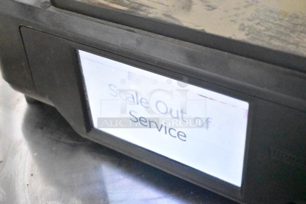 2017 Hobart HTi-7LH26 scale, screen shows "Scale Out of Service," no power cord, tested working, screen damage noted.