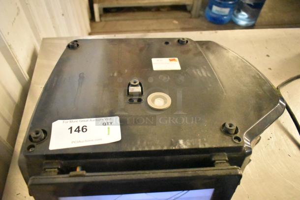 Hobart commercial countertop scale with visible screen damage, no power cord. Voltage: 120/208-240V, 1 phase. Auction tag: 146.