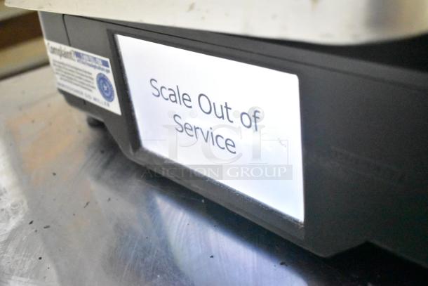 2018 Hobart HTi-7LH26 commercial countertop scale, 120/208-240V, 1 phase. Display shows "Scale Out of Service."