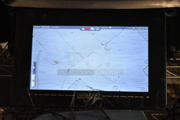 2019 Hobart HTi-LH3 commercial countertop scale, tested and working, 120/208-240V, 1 phase; screen shows cracks.