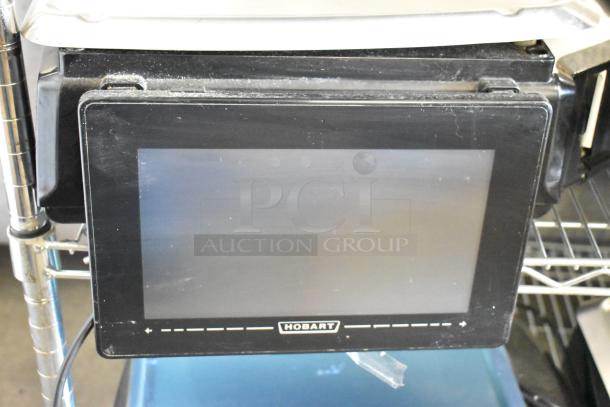 Hobart commercial countertop scale, black with digital display. Condition: power cord cut, untestable. 120/208-240V, 1 phase.