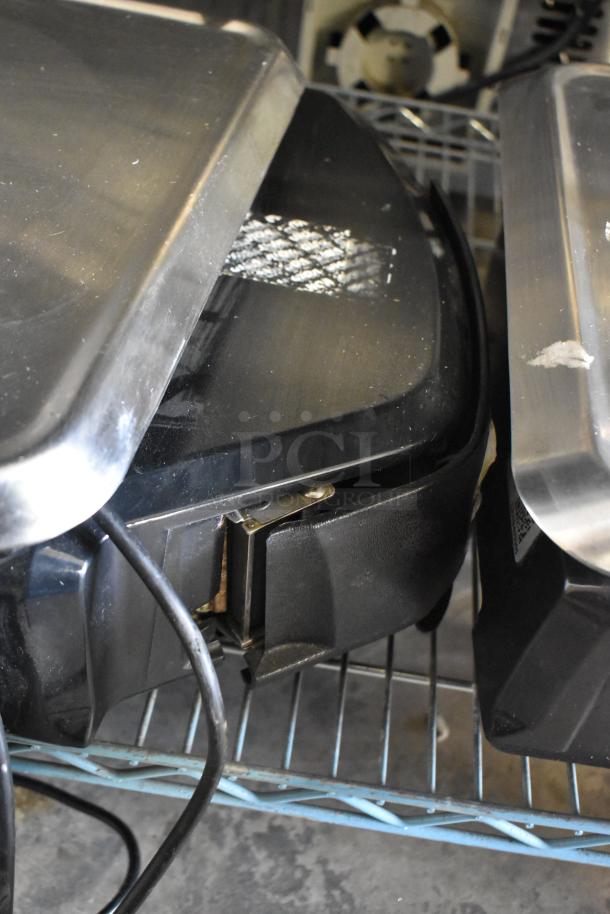 Hobart commercial countertop scale, black and stainless steel, with bent plug head. 120/208-240V, 1 Phase. Unverified condition.