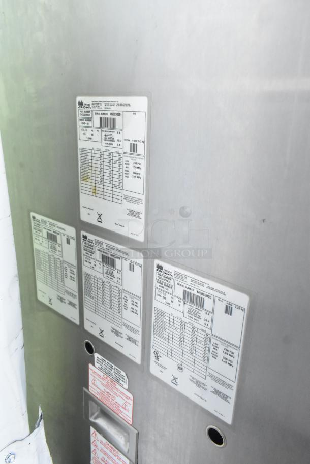 2016 Taylor C043-33 stainless steel frozen custard machine, three flavors, water-cooled, commercial casters, visible labels.