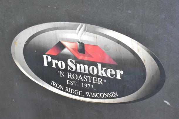 Pro Smoker 'N' Roaster 150P commercial smoker logo, featuring Iron Ridge, Wisconsin. 120/240 Volts, 1 Phase.