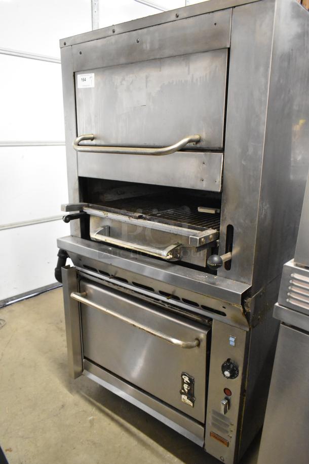 Montague Vectaire gas-powered upright broiler; stainless steel, commercial-grade, used condition with visible controls.