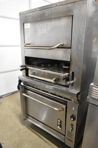 Montague Vectaire gas-powered upright broiler; stainless steel, commercial-grade, used condition with visible controls.