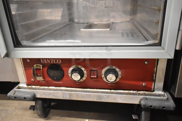 Avantco 177HPI1836 Commercial Heated Holding Cabinet with controls, visible wear, on casters, 120V, 1 Phase.