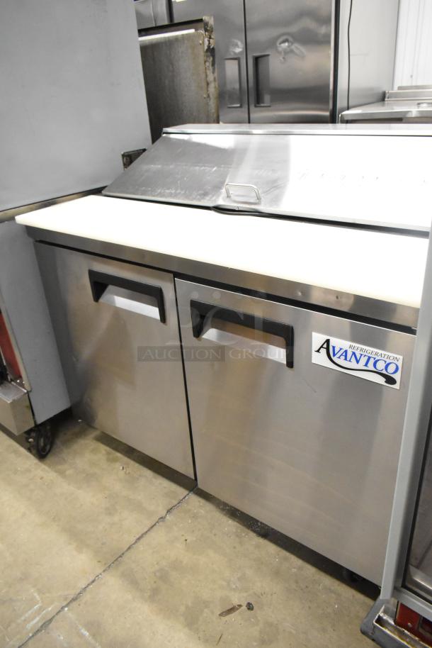 Avantco 178APT48HC commercial salad prep table with Bain Marie mega top, stainless steel, on casters, 115V, 1 Phase.