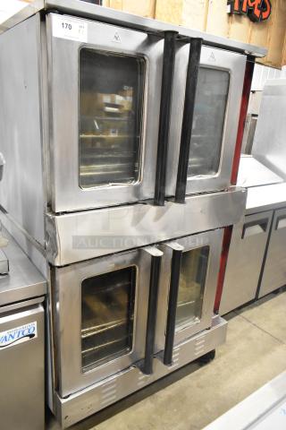 2 Cooking Performance Group 351FGC100N Commercial Natural Gas Powered Full Size Convection Oven w/ View Through Doors and Thermostatic Controls on Commercial Casters. 54,000 BTU. 2 Times Your Bid!