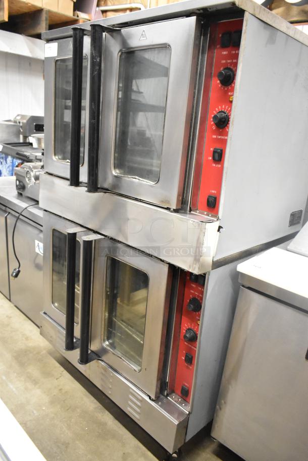 Commercial natural gas convection oven by Cooking Performance Group, model 351FGC100N. Features view-through doors, thermostatic controls, 54,000 BTU, on casters. Ideal for professional kitchens.