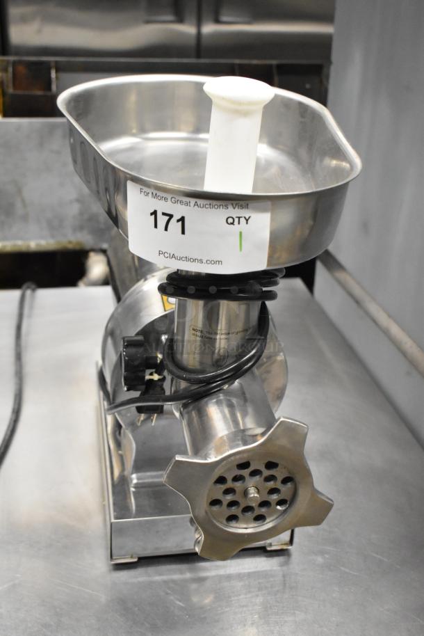 Backyard Pro 554BSG12 Butcher Series #12 electric meat grinder, stainless steel. Includes 120V, 1-phase motor. Auction tag "171."