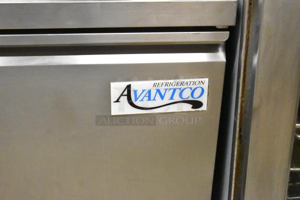 Avantco 178SSUC48RHC commercial undercounter cooler, 2-door, 115 volts, stainless steel, visible branding label.