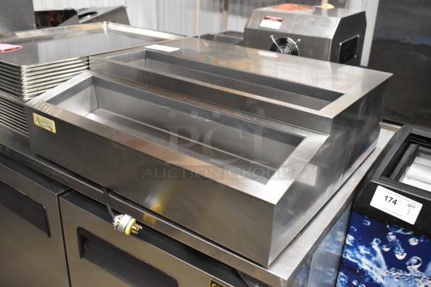 Avantco Countertop Refrigerated Topping Rail, stainless steel, 115 volts, 1 phase, excellent condition, with label visible.