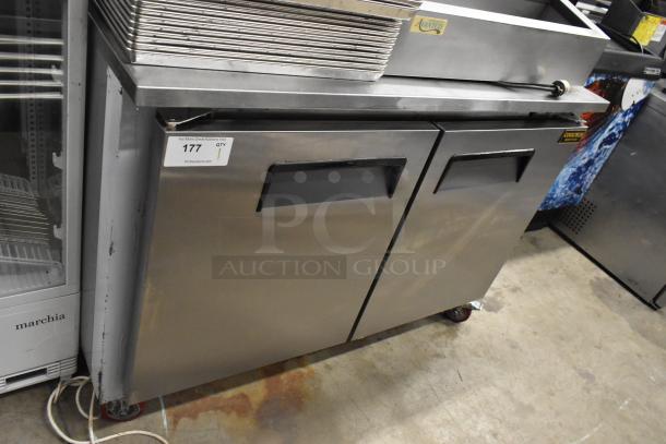 Cooltech CTR-48LBB 2 Door Undercounter Cooler, stainless steel, on casters, 115V, used condition with minor wear.