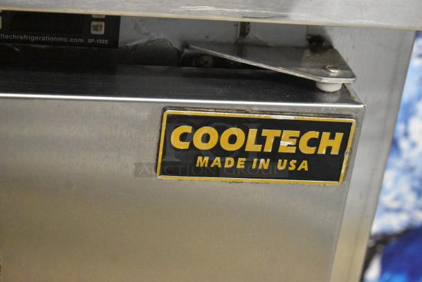 Cooltech CTR-48LBB commercial 2 door undercounter cooler, made in USA, visible label, 115 volts, on commercial casters.