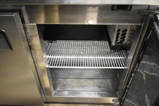 Cooltech CTR-48LBB commercial 2-door undercounter cooler with casters, visible shelving, some visible wear, 115V, 1 phase.