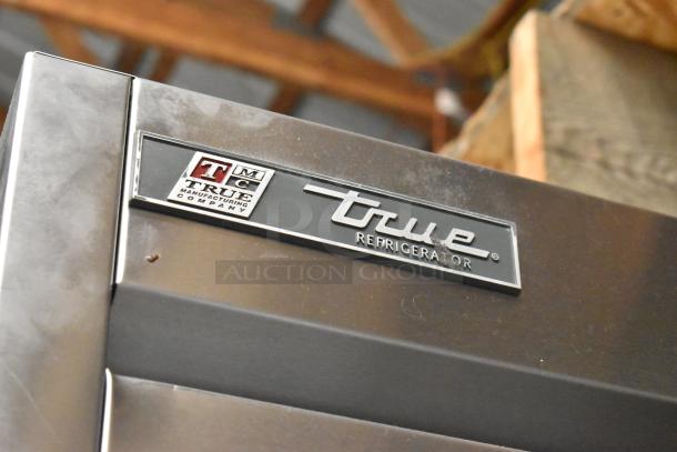 2016 True T-35 2 Door Reach-In Cooler, commercial casters, 115V, 1 Phase, metal finish, logo detail visible.