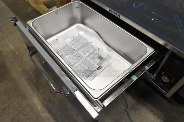 Hatco HDW-1 freestanding one drawer warmer, 120 volts, 1 phase, new condition with scratches and dents, includes manual.