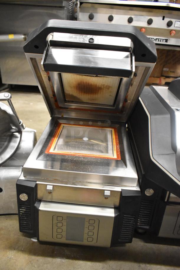 2019 Electrolux HSPP3BPRS Commercial Panini Press, open view. Stainless steel with digital controls. Used condition. 208V, 1 Phase.