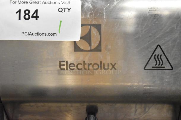 2019 Electrolux HSPP3BPRS commercial countertop panini press, stainless steel, 208V, Electrolux logo visible, used condition.