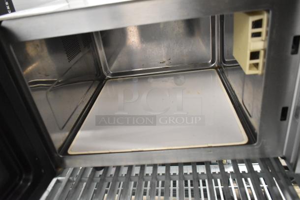 Solwave Commercial Countertop Microwave Oven, stainless steel interior, minor wear, suitable for commercial use.