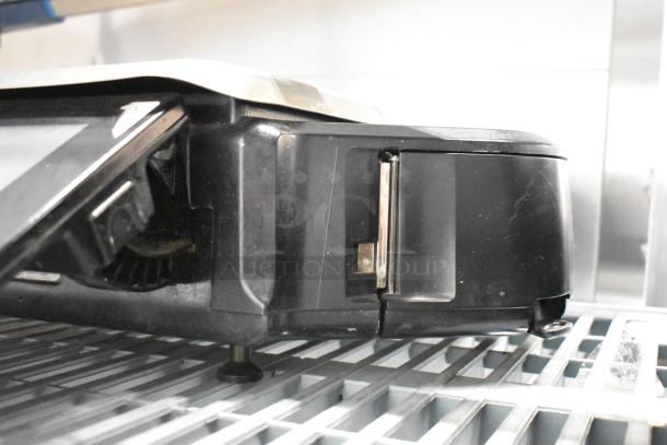 2016 Hobart HTi-LH commercial countertop scale, black casing. Missing power cord, untested condition. Model label visible.