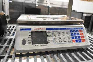 Cardinal C30 countertop scale, 30 lb capacity, digital display, keypad, pristine condition, ideal for precise measurements.