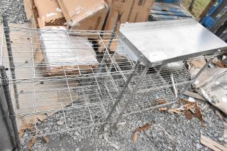 2 chrome finish 3-tier wire shelving units, excellent for storage. Buyer must dismantle; consider freight charges.