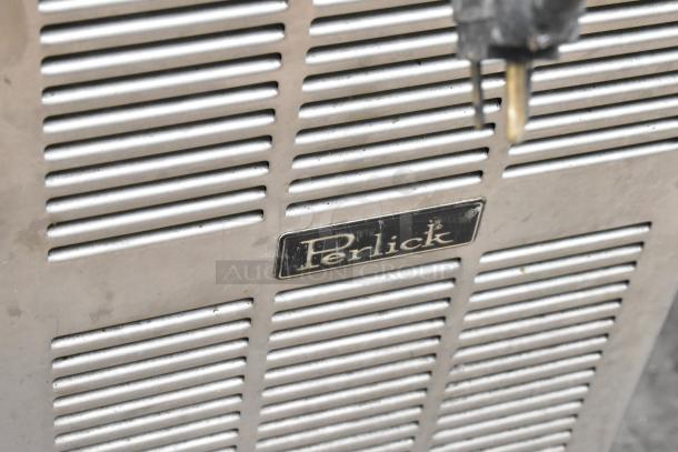 Perlick BS3DS commercial cooler vent with brand logo, stainless steel finish. 115V, 1 phase.