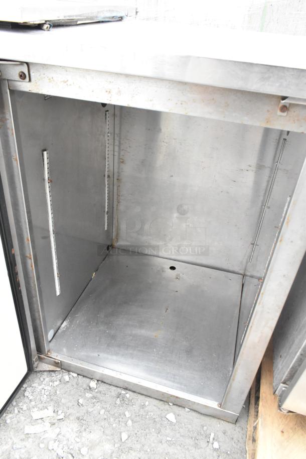 Perlick BS3DS commercial back bar cooler with 4 doors, 3 merchandiser doors attached, one door not attached. 115 volts.