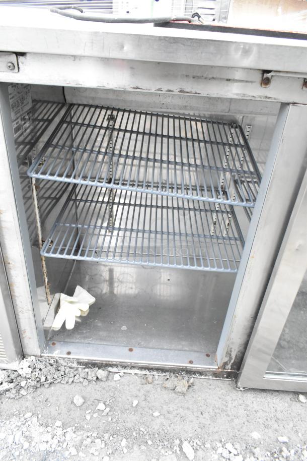 Perlick BS3DS Commercial Back Bar Cooler, 4-door, 3 merchandiser doors attached, 1 door missing, 115V, 1-phase.