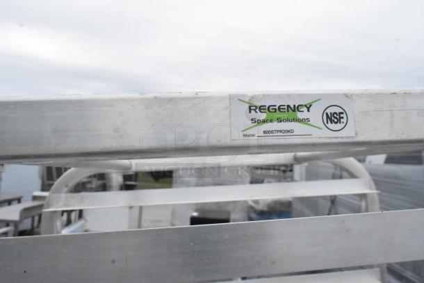 Regency commercial pan transport rack with casters, model 600STPR20KD, NSF certified, used condition.