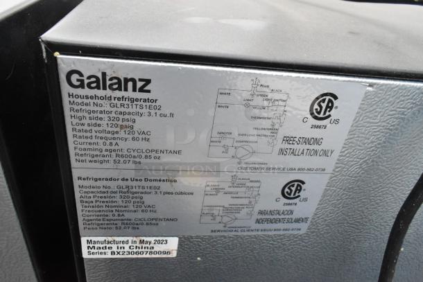 3 Galanz mini coolers; Models GL31S5E, GLR31TS1E02, GL27BK. 120V, 1 phase. Features visible label details.