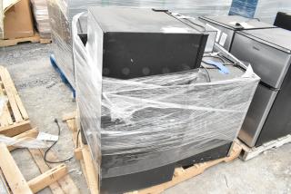 Four mini coolers including Galanz GLR33MBKE23, Whynter CUF-210SSa, Galanz GL27BK, Haier, wrapped for auction, 120V, 1 phase.