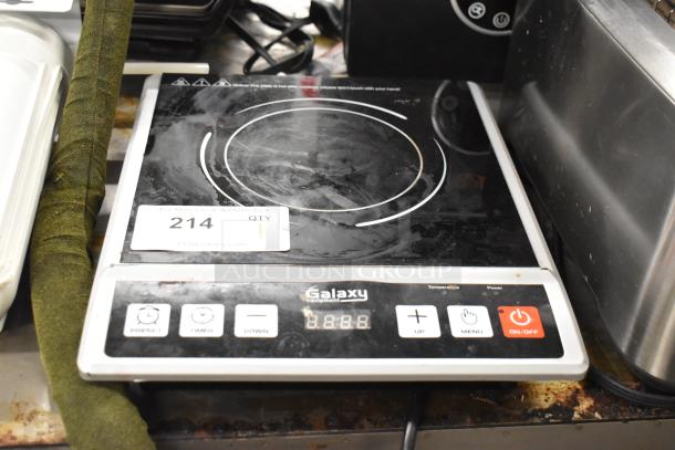 Galaxy 177GICP18 countertop induction range, single burner, 120V, phase 1. Visible controls and digital display, slight wear.