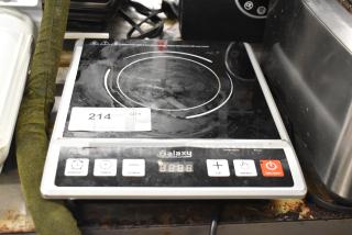 Galaxy 177GICP18 countertop induction range, single burner, 120V, phase 1. Visible controls and digital display, slight wear.