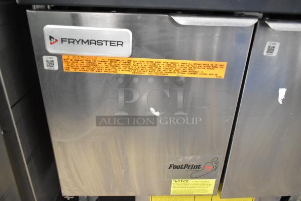 2021 Frymaster FPPH255CSE propane gas fryer, new condition, with 4 metal baskets, filtration system, on commercial casters, 80,000 BTU.