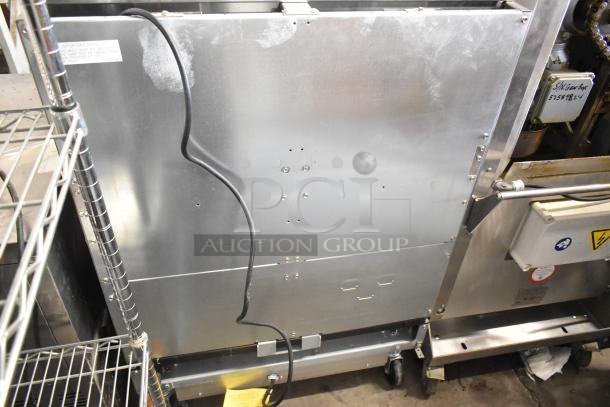 Brand new 2021 Frymaster FPPH255CSE commercial propane fryer with 4 metal baskets, filtration system, 80,000 BTU, on casters.