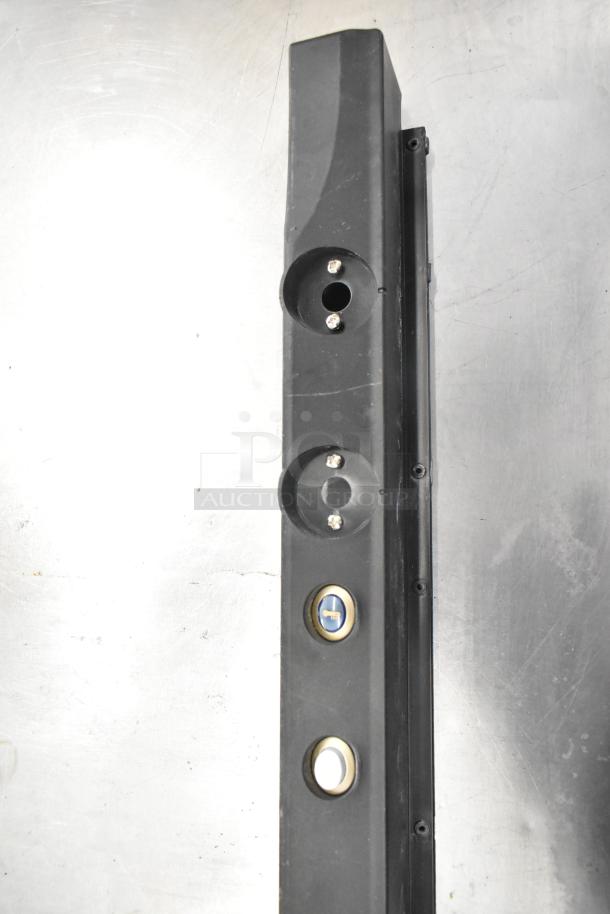 20 brand new Cadco/Unox items including ballasts and blower wheel. Black component with circular openings on metallic background.