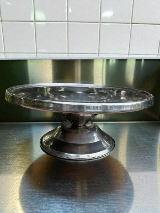 Stainless steel cake display stand, outstanding condition, by Commercial Restaurant Equipment, model CAK-S-STD-0677.