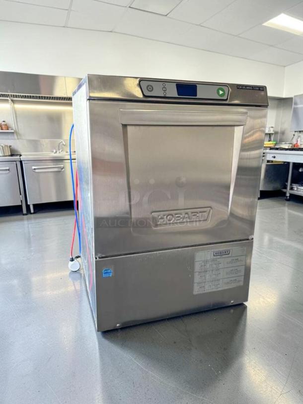 Prime condition Hobart LXeH-2 commercial undercounter dishwasher; hot water sanitizing, fully tested, stainless steel.