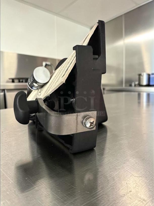 Bizerba GSP HD W-90 deli slicer, heavy-duty, 13-inch blade, integrated portion scale, excellent condition, 120V.